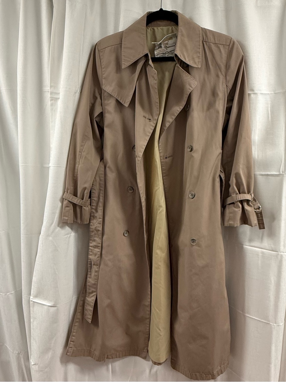 Vintage London Fog Belted Trench Coat Taupe Tan Double Breasted Women’s Size 10 - Picture 3 of 8